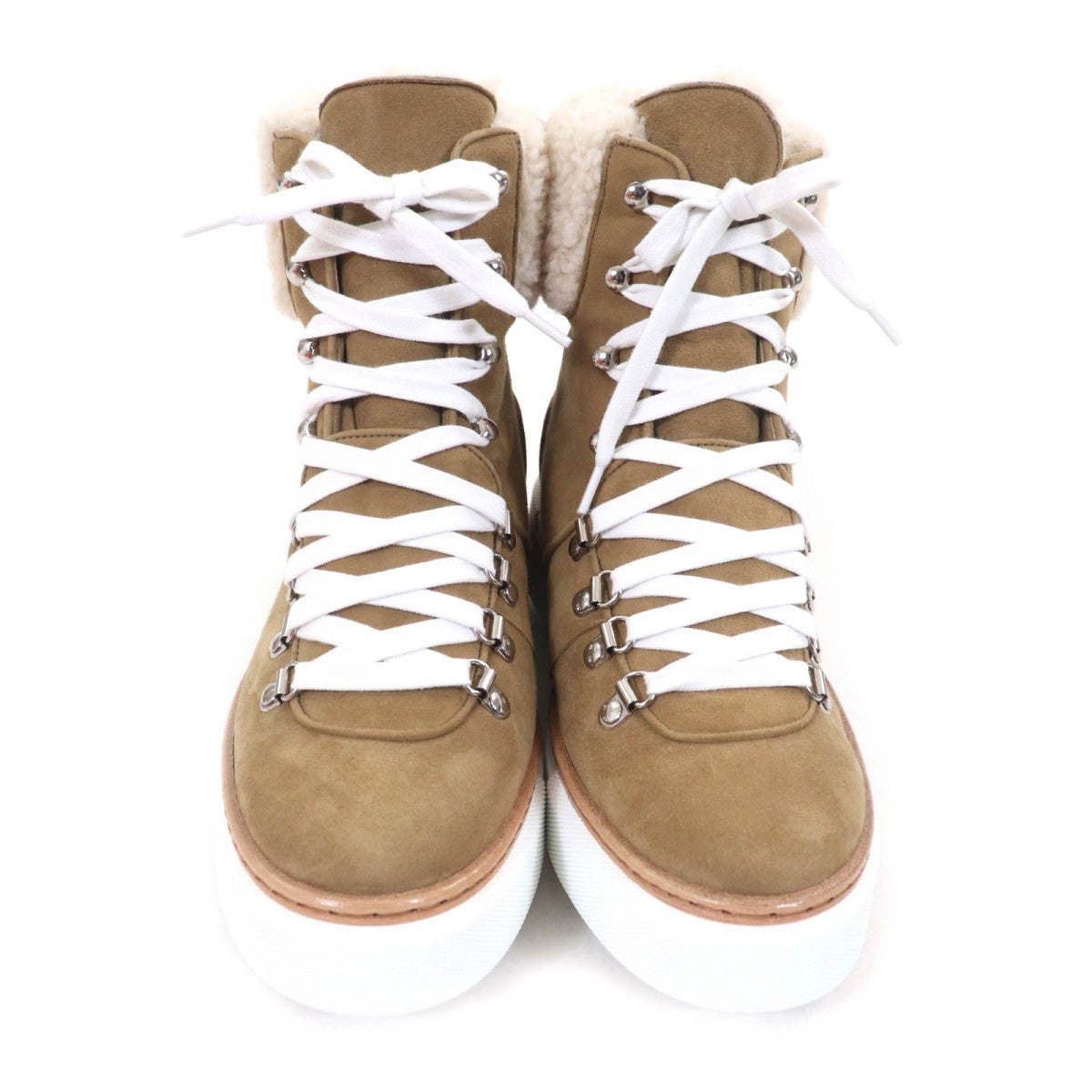 HERMES High cut sneakers Suede leather Brown Flocon 37.5