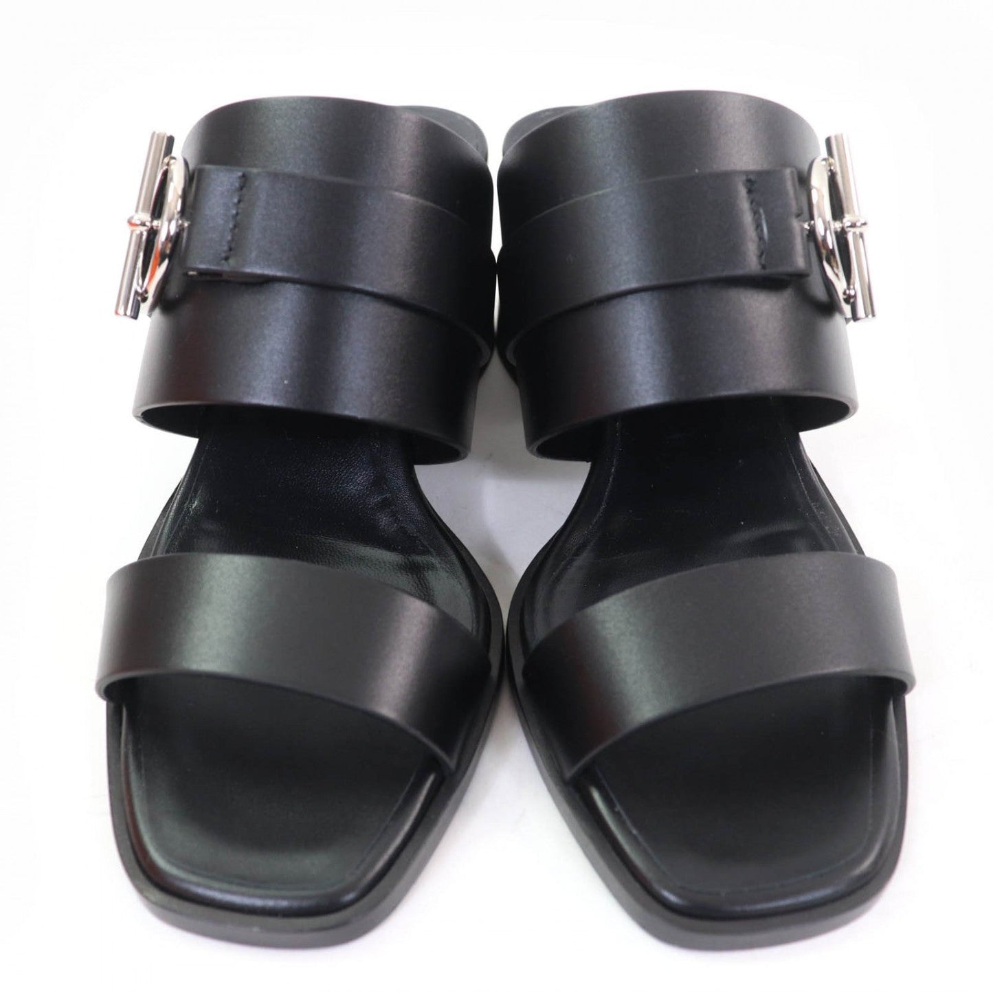 HERMES Sandals leather black cute 35
