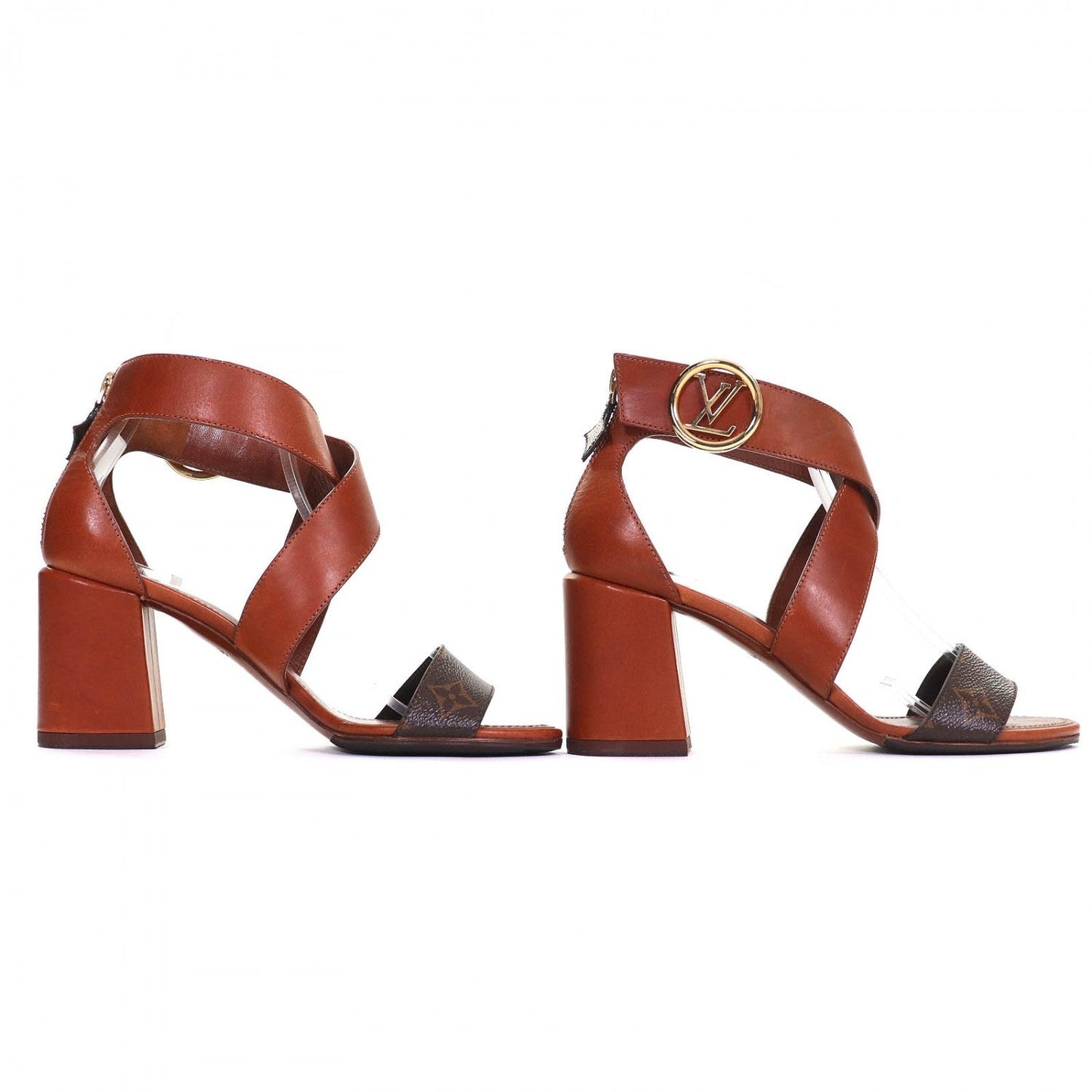 LOUIS VUITTON Sandals leather Brown horizon line 37.5