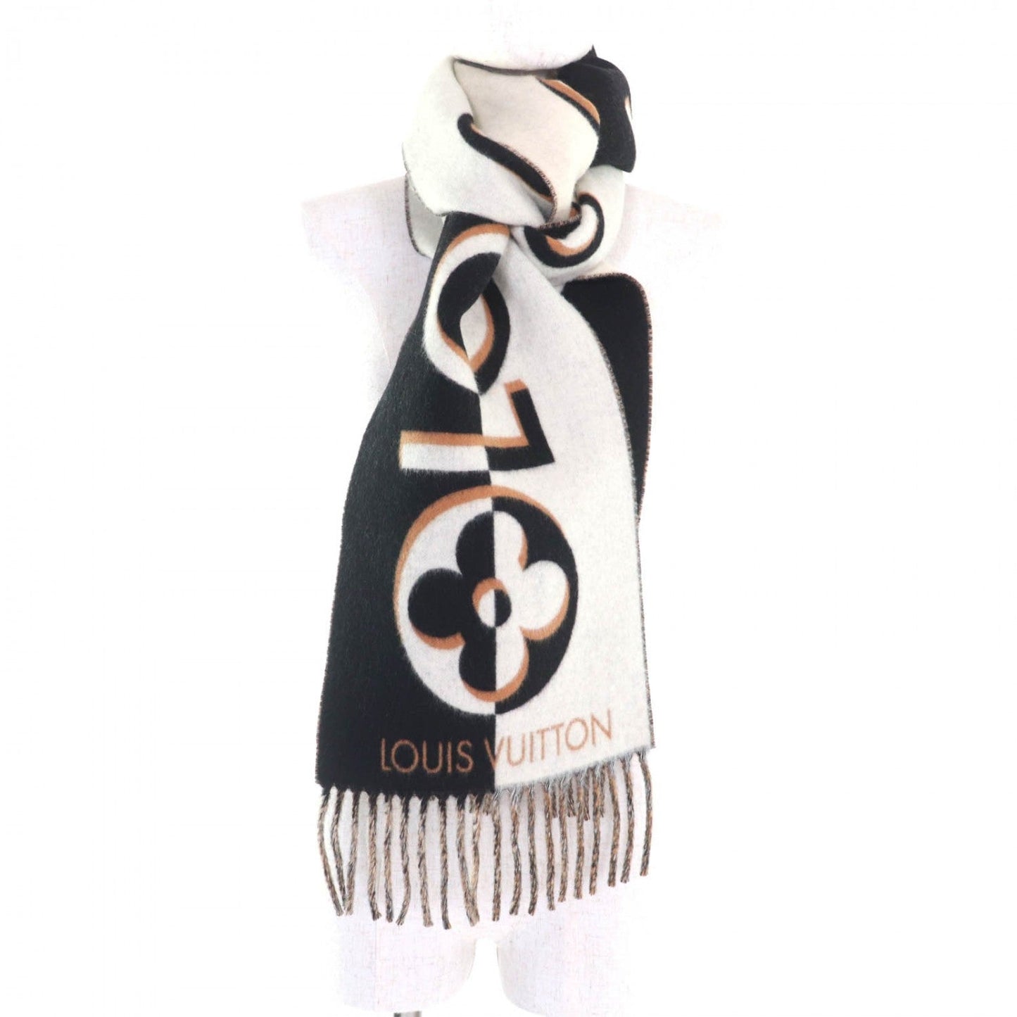 LOUIS VUITTON Scarf M90806 wool Noir Muffler Duo Infinity 205cmÃ26cm