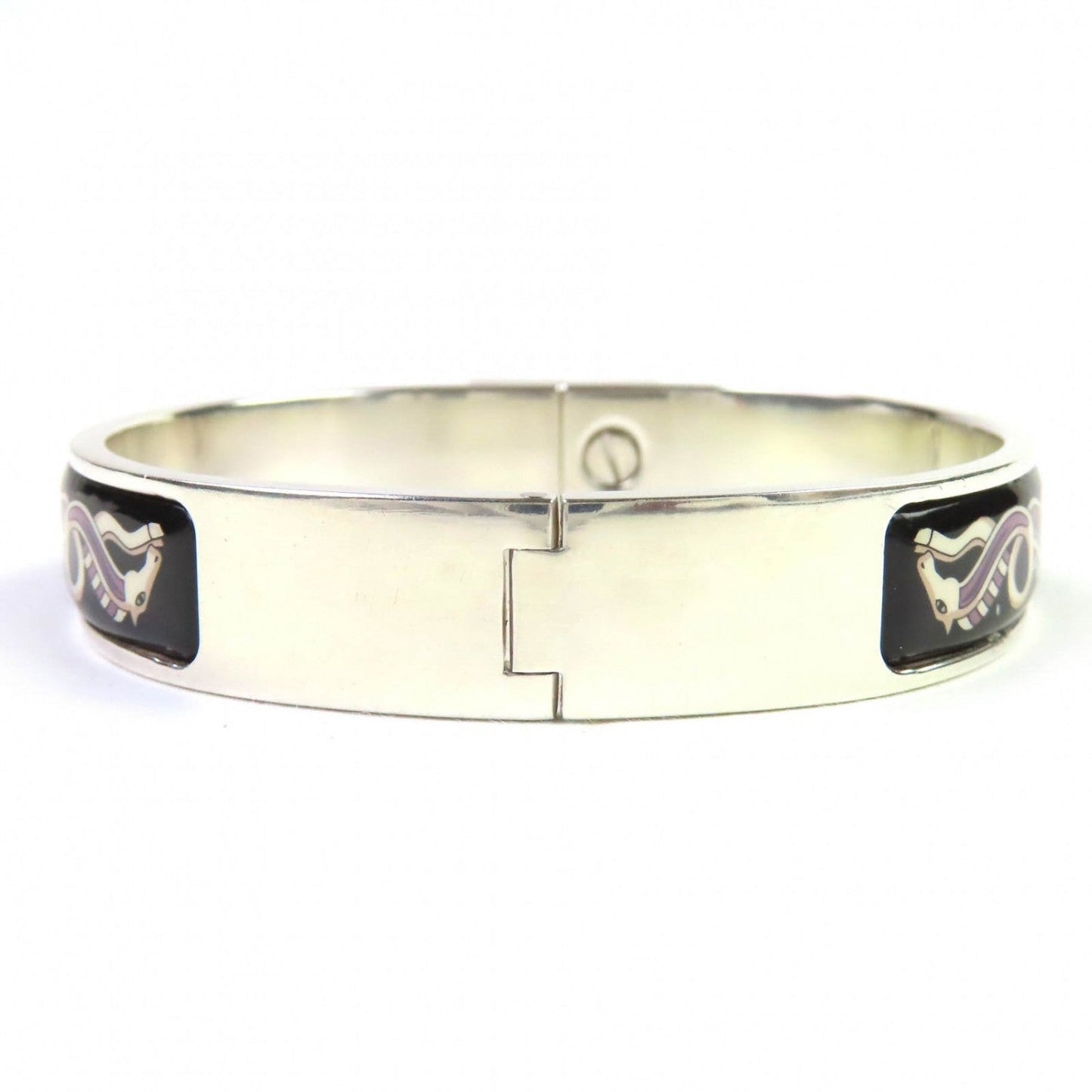 HERMES Bangle SV925 Silver black clicclac H