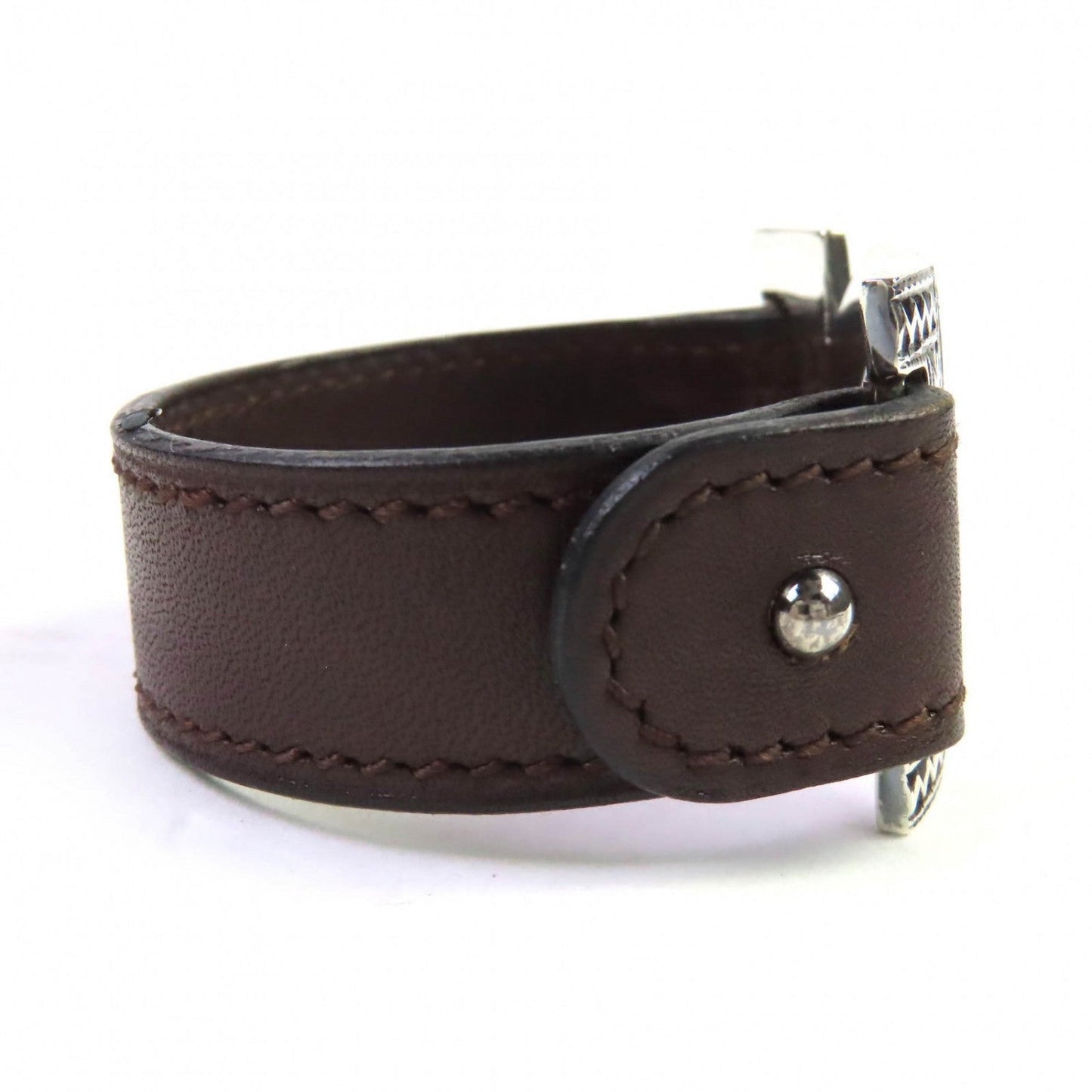 HERMES bracelet SV925 Silver Dark Brown Touareg Bracelet