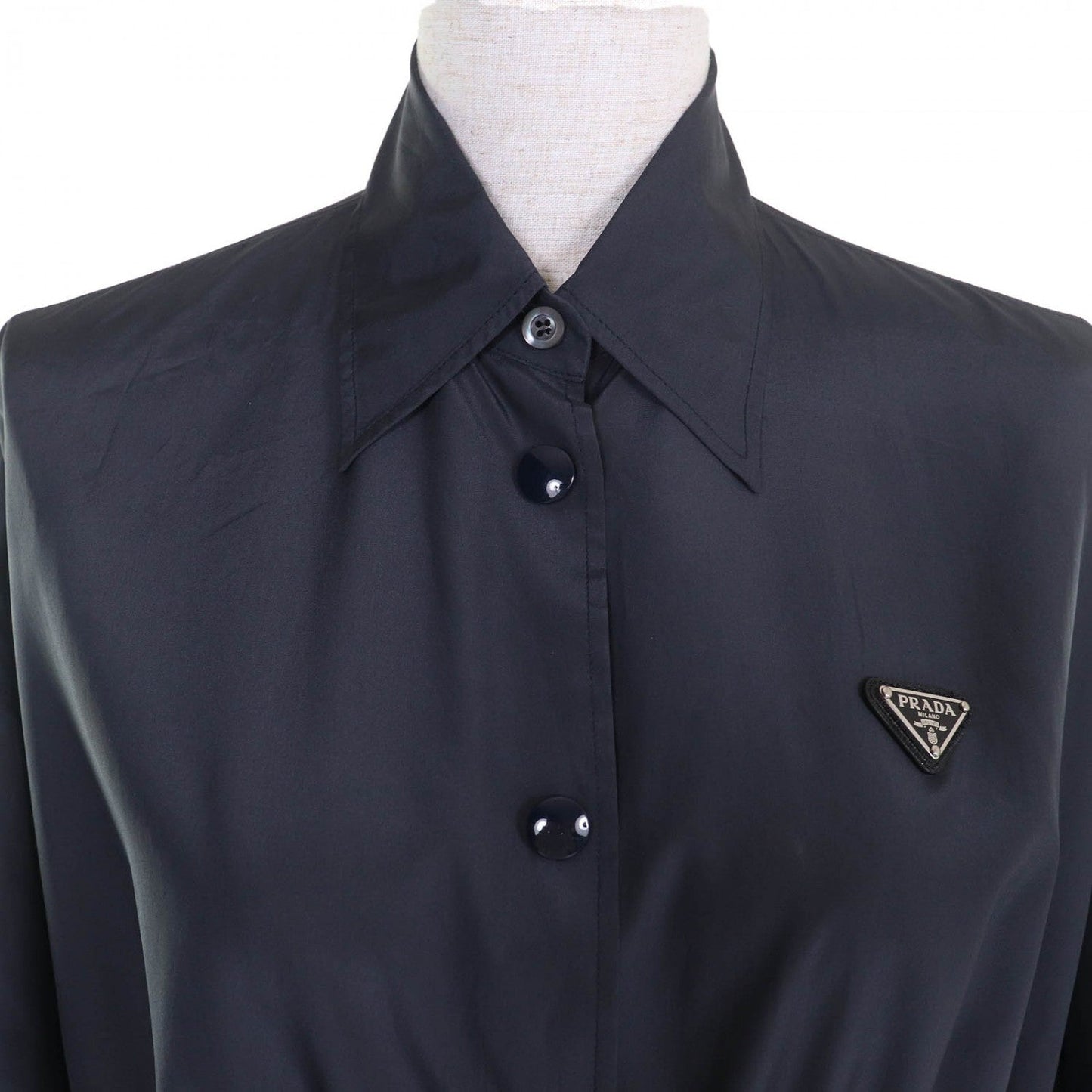 PRADA Short sleeve shirt P454F silk Navy 38