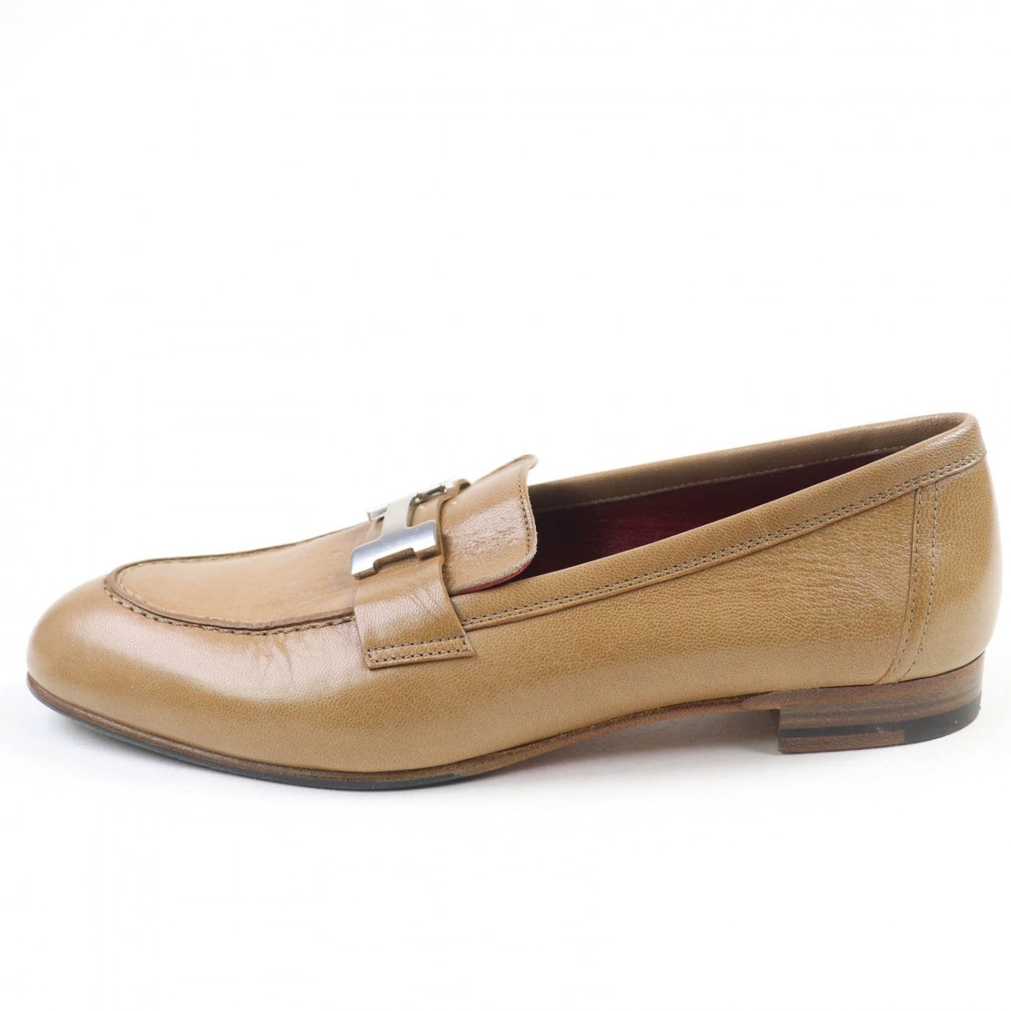 HERMES loafers leather beige Moccasins Paris Constance 38.5