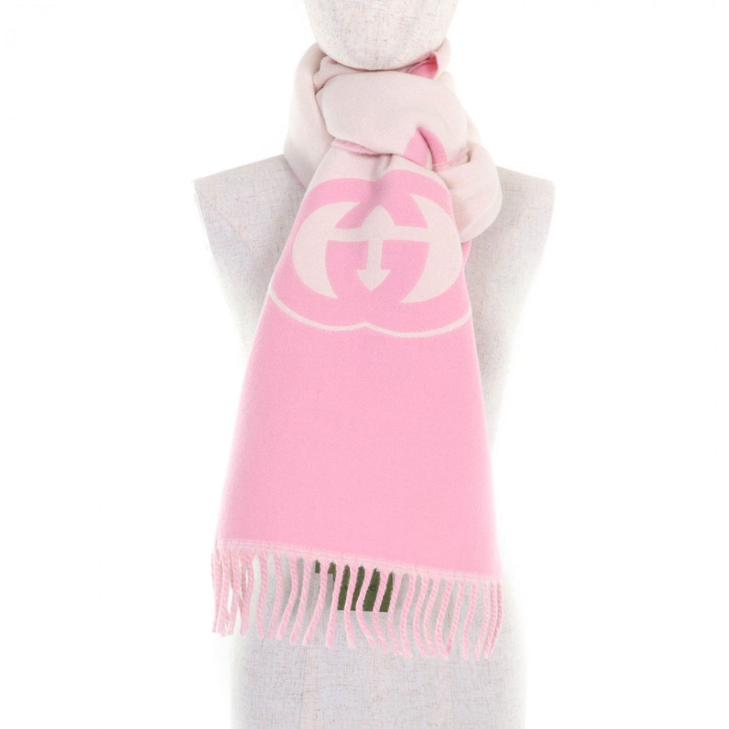 GUCCI Scarf 715497 wool Ivory pink 33Ã200cm