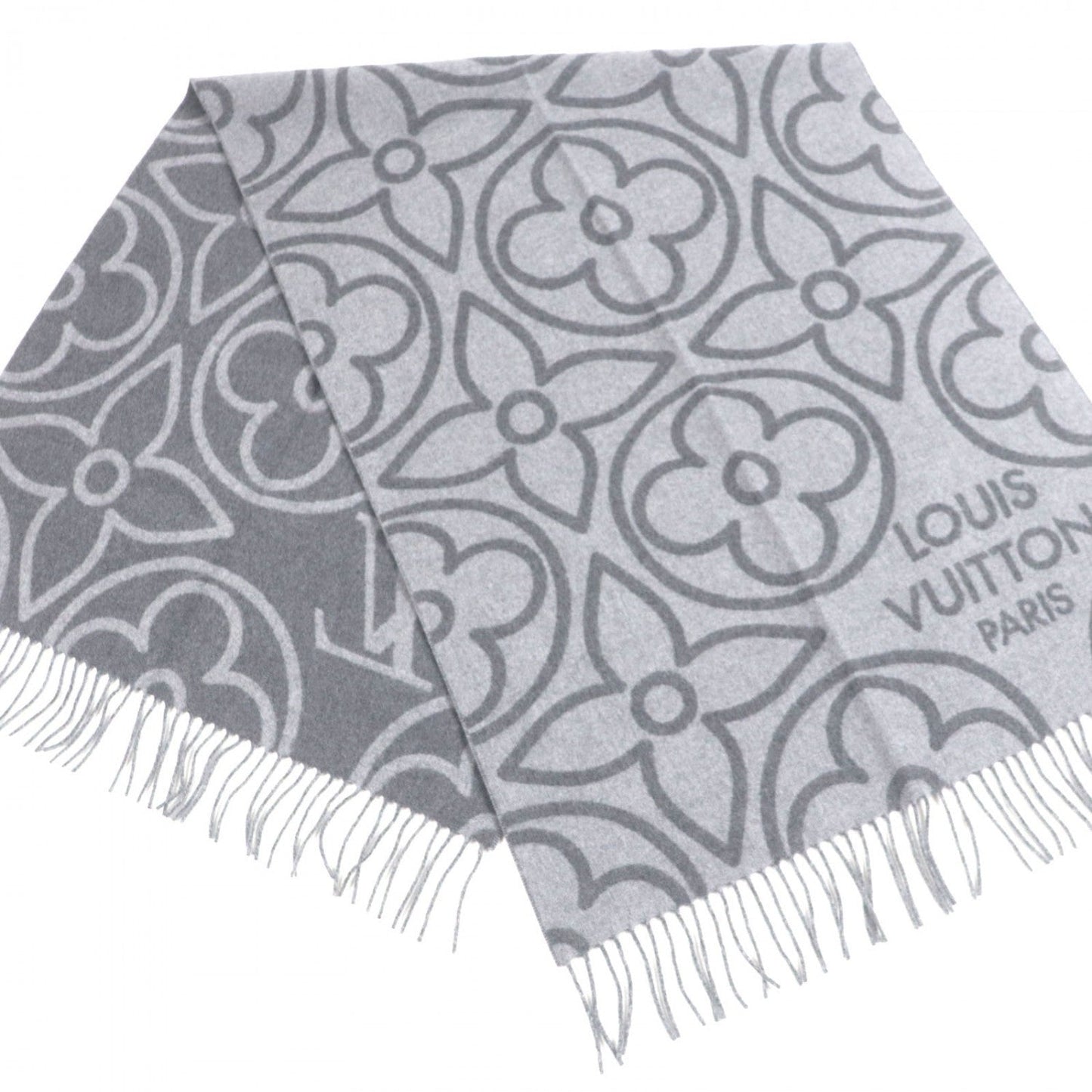 LOUIS VUITTON Scarf R96950 cashmere gray Echarpe earmuffs