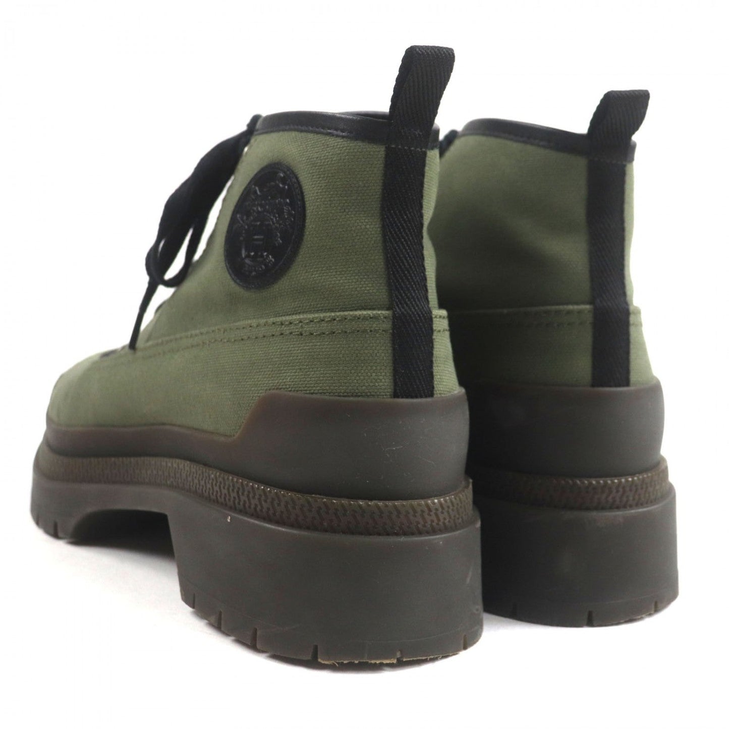 HERMES short boots canvas khaki HYKE 42 1/2