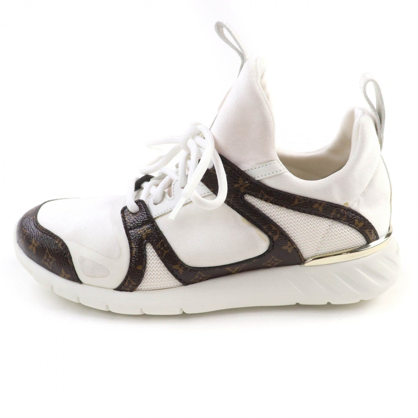 LOUIS VUITTON sneakers Monogram leather White brown After game line 35.5