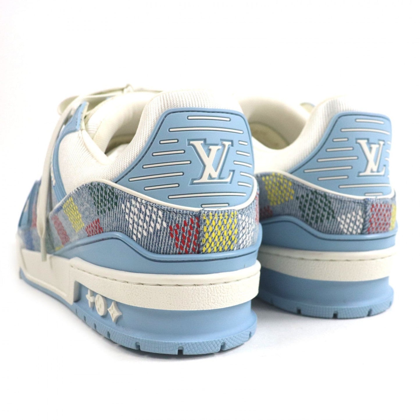 LOUIS VUITTON Low cut sneakers denim Ice blue Denim Damier lv trainer 6