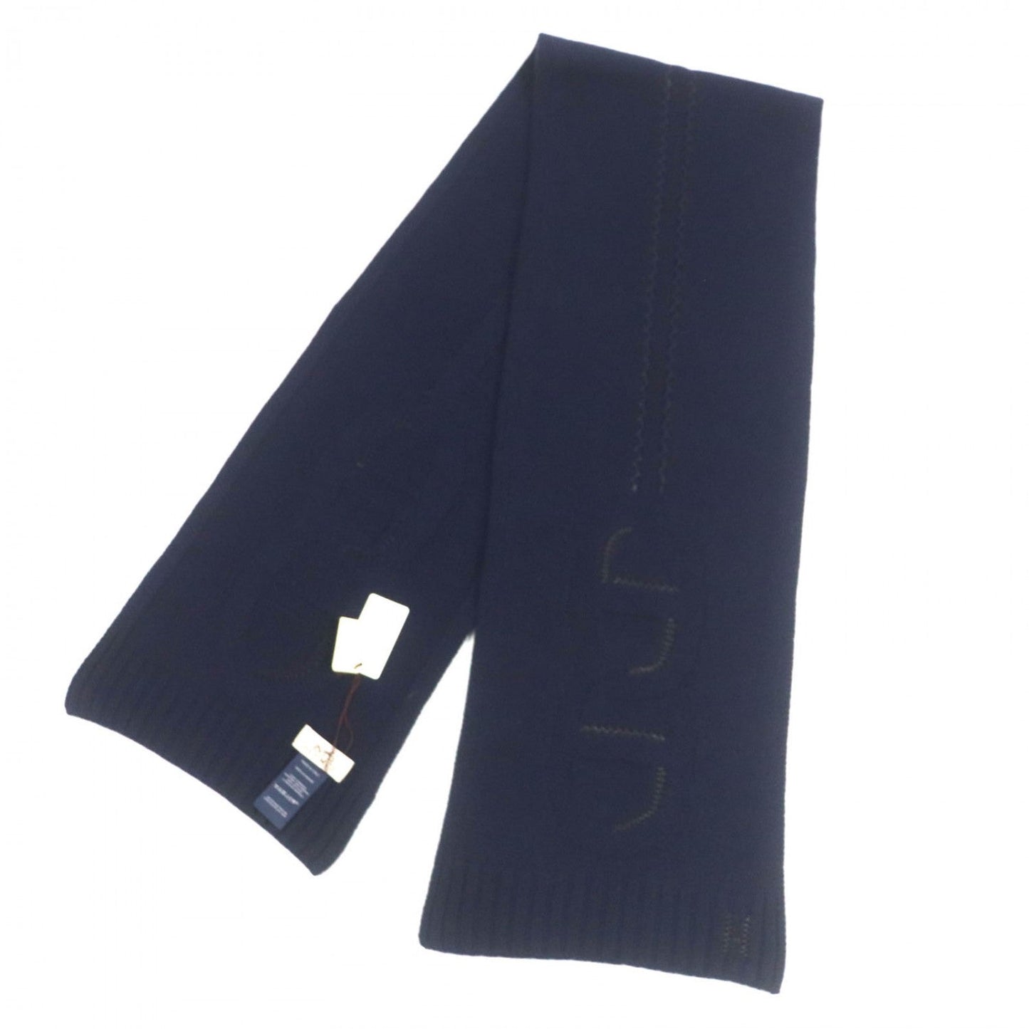 HERMES Scarf cashmere Navy Maillon Shadow