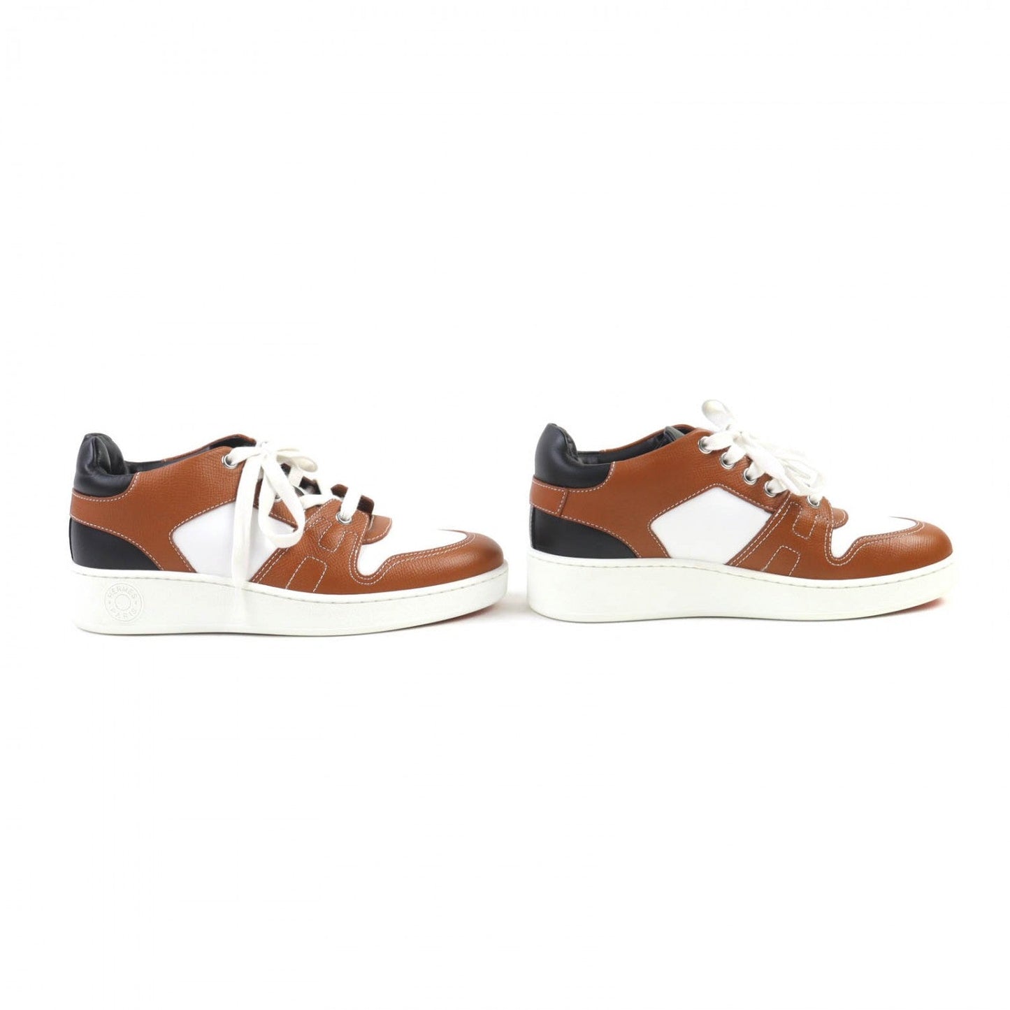 HERMES sneakers 222168Z leather White brown Free Free 35.5