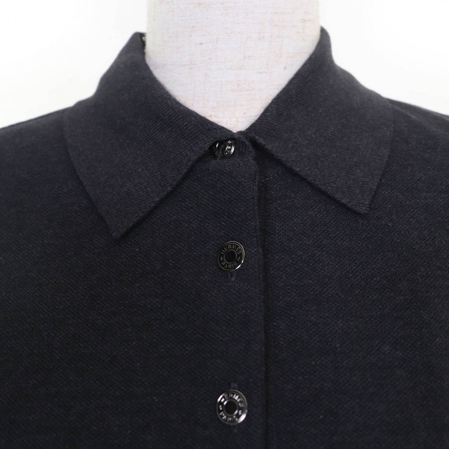 HERMES Short sleeve polo shirt cotton Charcoal gray SELLIER M