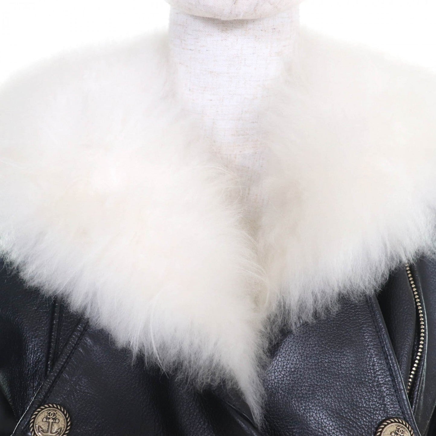 CHANEL Riders jacket P59083 Calfskin Black White 34