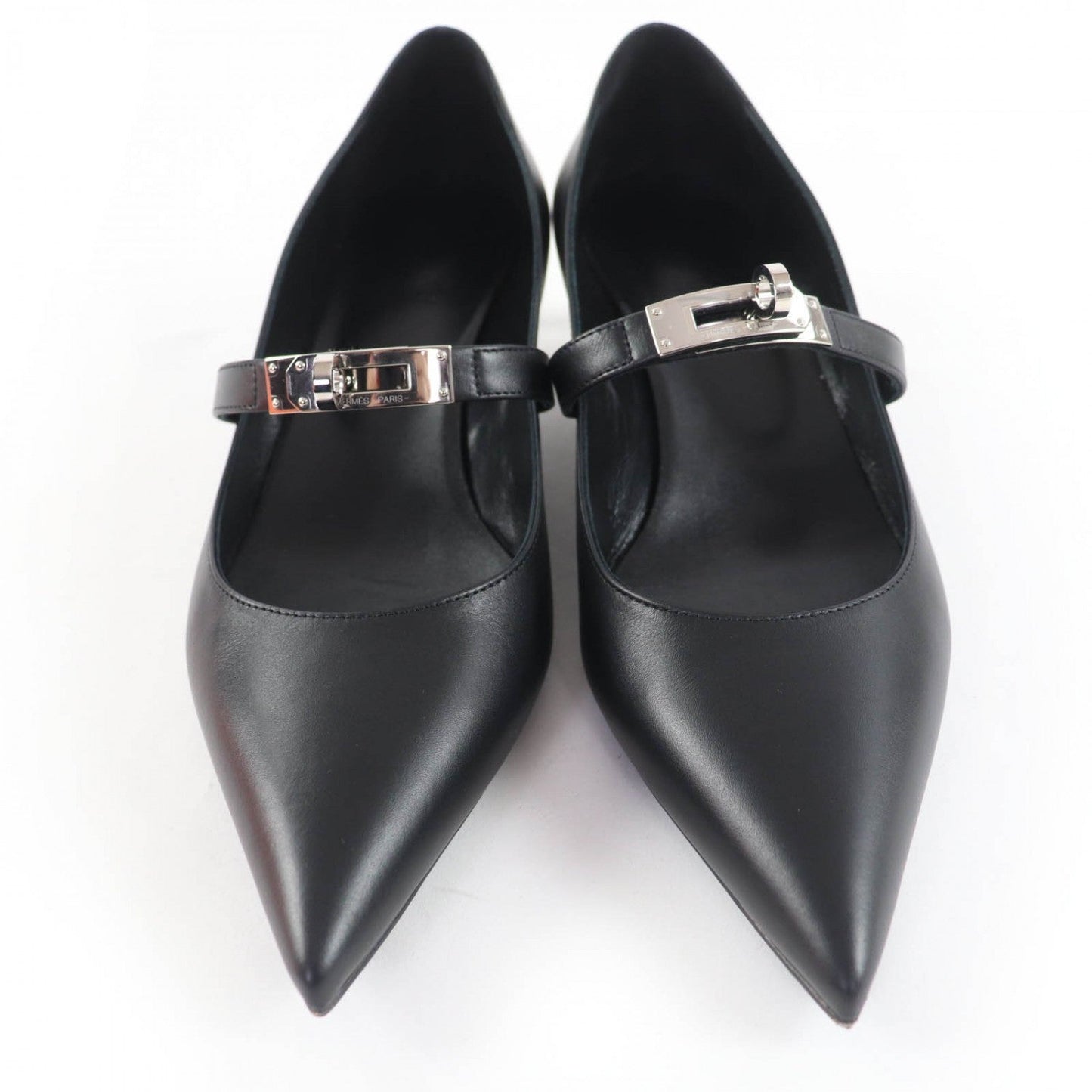 HERMES pumps leather black Kiara 38.5