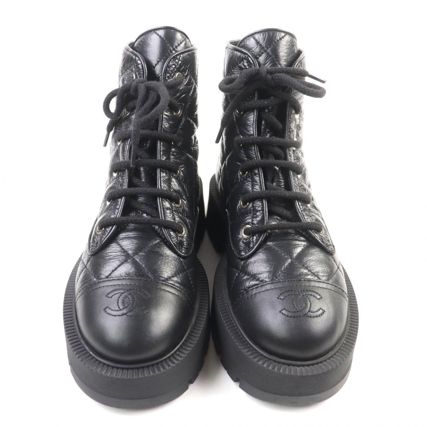 CHANEL short boots 24A G45833 leather black 38