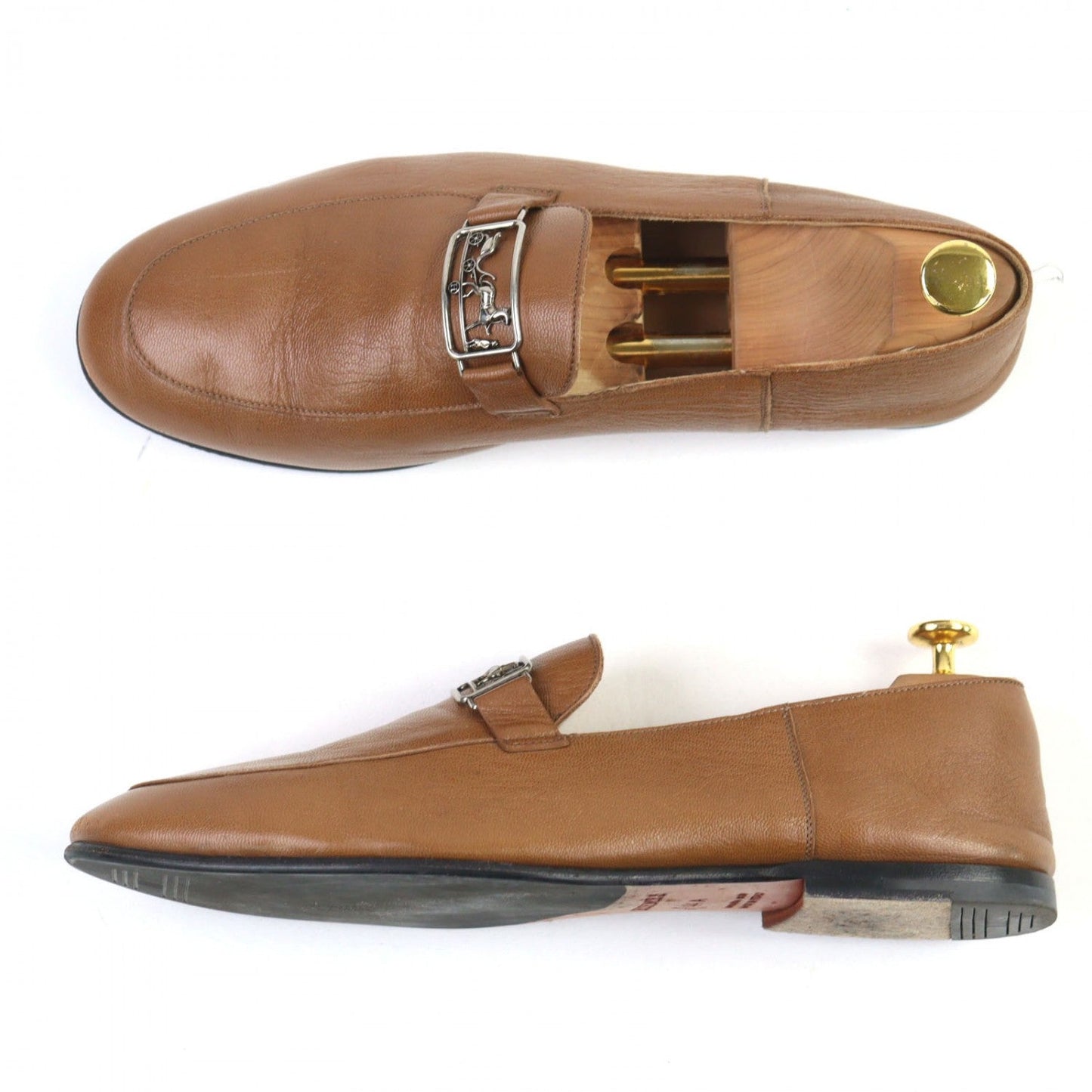 HERMES Leather shoes leather Brown 44