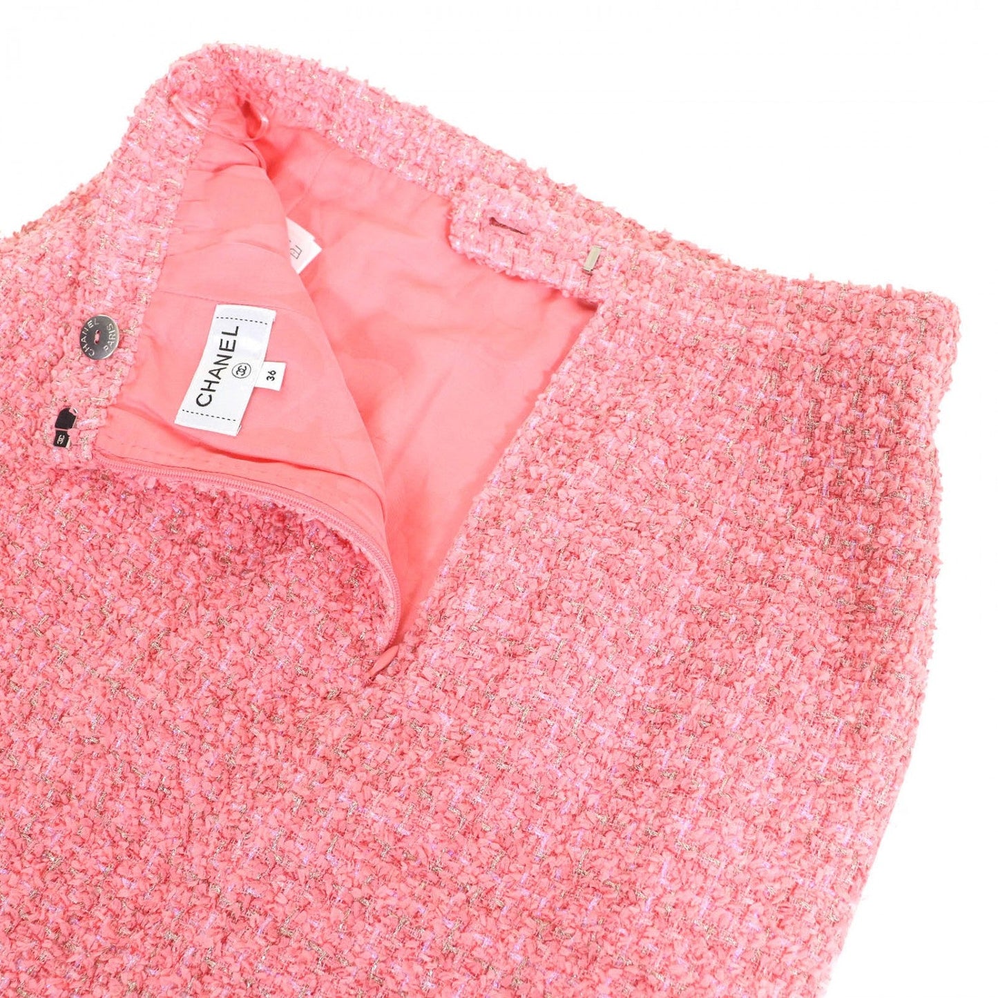 CHANEL Tweed skirt P63188 polyamide Pink gold 36
