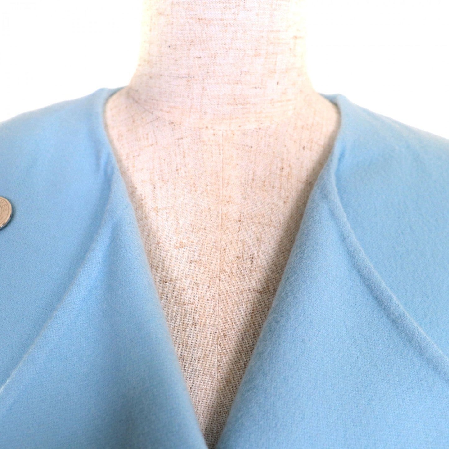HERMES coat Baby Cashmere Light blue 34