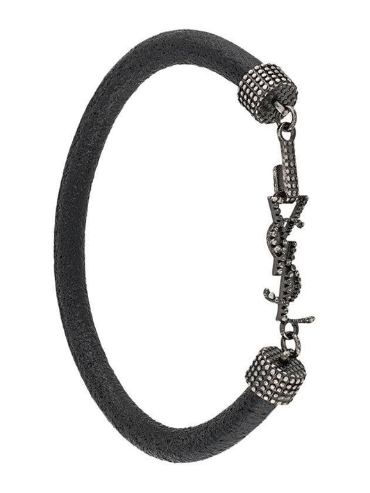Luxury Saint Laurent Trending 2025 Opium Crinkled Leather Bracelet Black