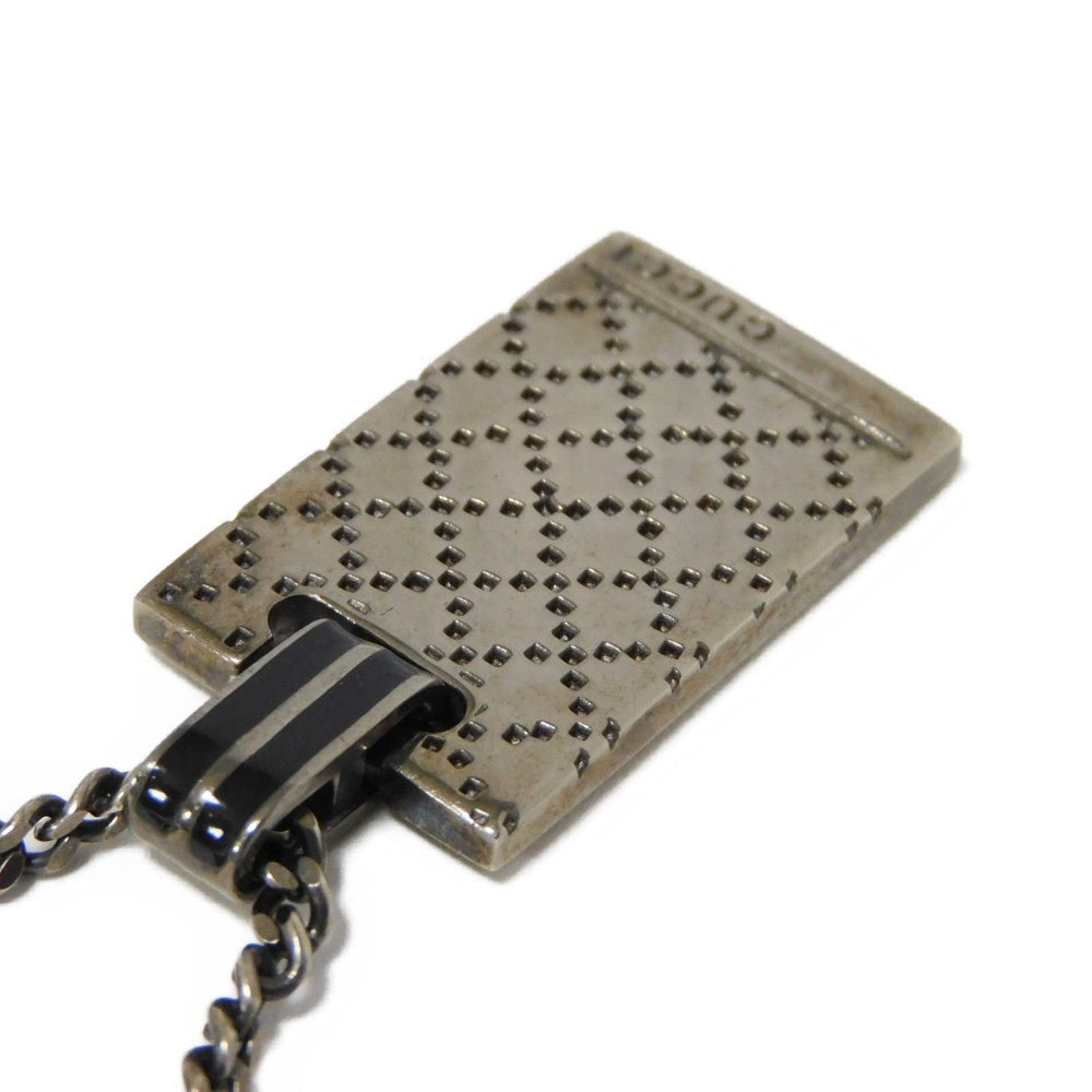 GUCCI Necklace 341899 J8410 8131 925 Gunmetal Patent Black logo Diamante Shima mens