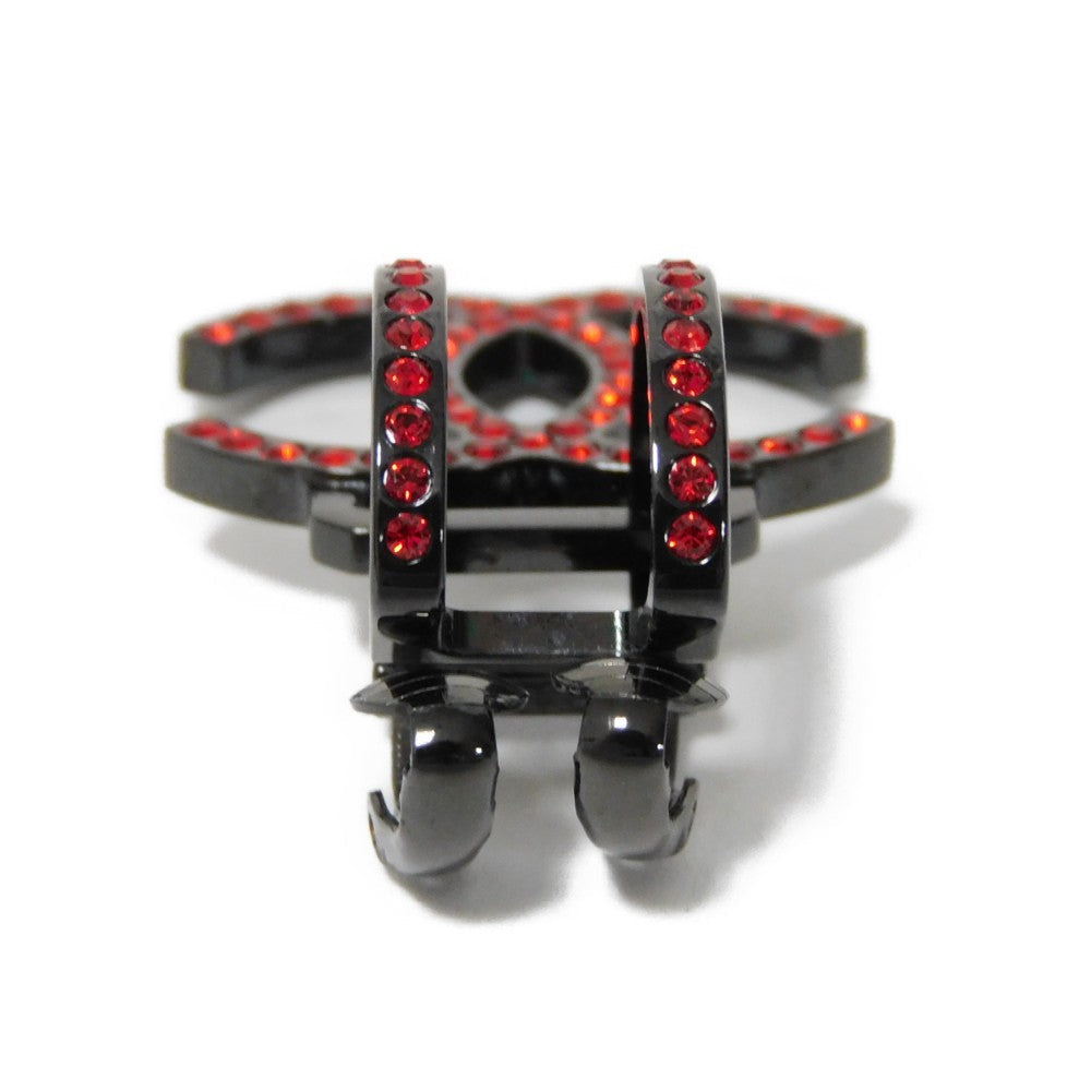 CHANEL Earring Rhinestone x metal Clear red Rhinestone One-sided One-ear B17S Clip CC mark Crystal COCO Mark Swing Women