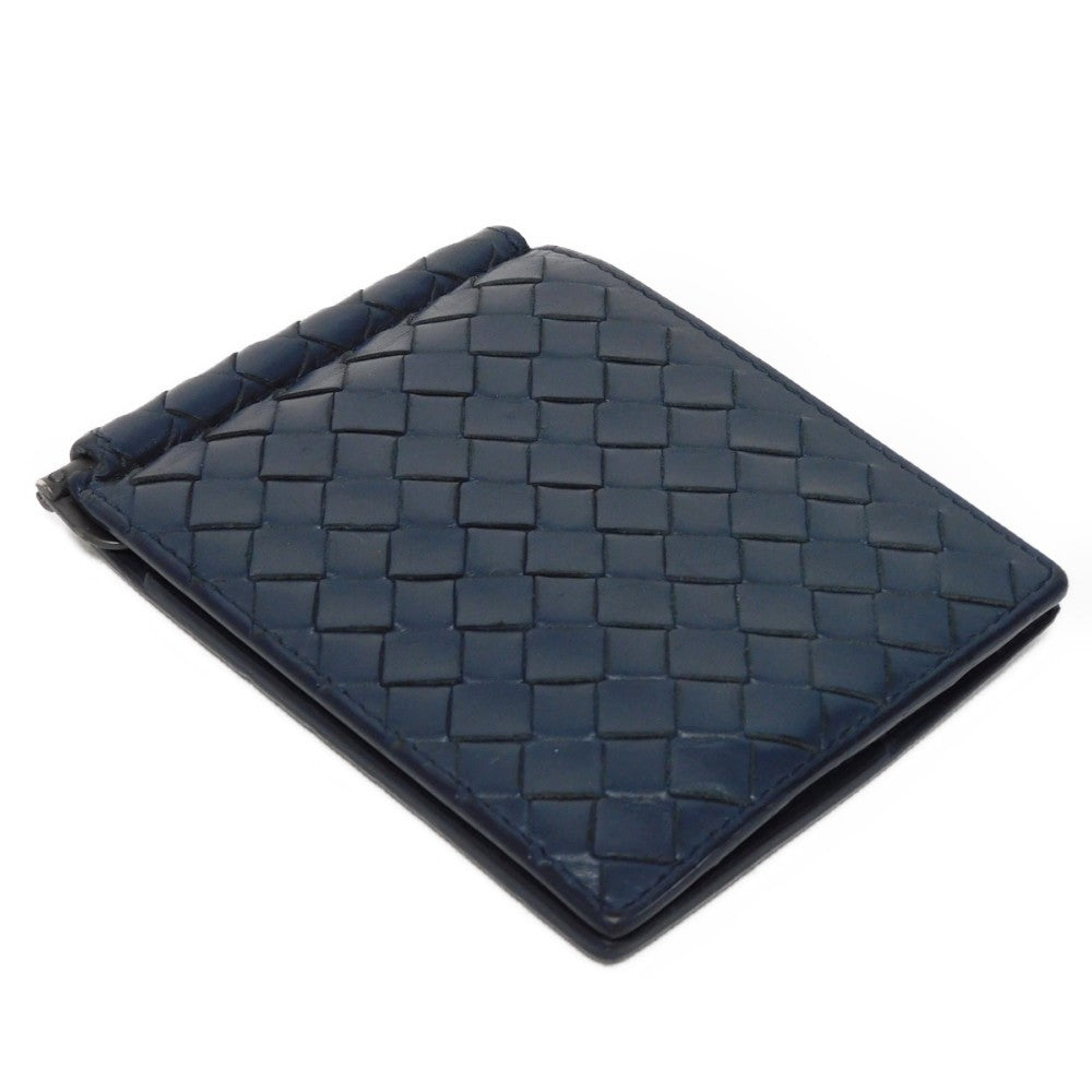 BOTTEGAVENETA Bifold Wallet 390877 V001N 4130 Calfskin Celeste INTRECCIATO Money clip wallet mens