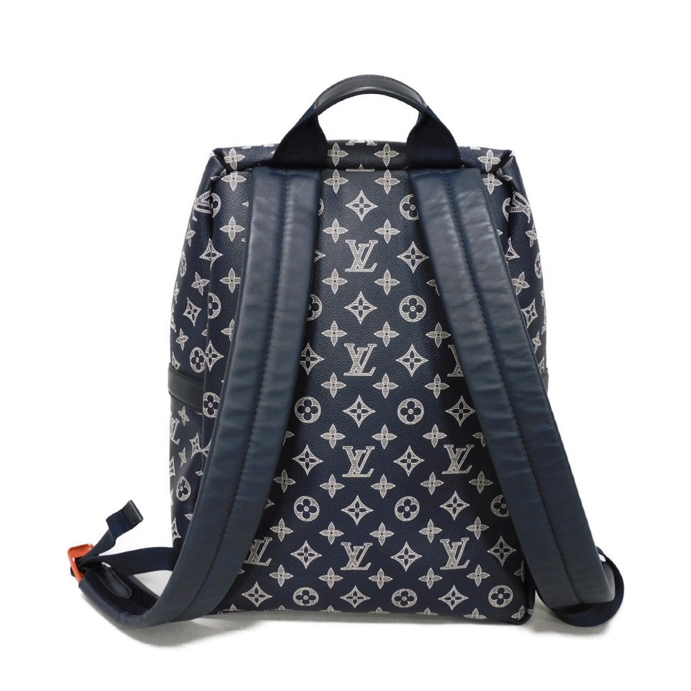 LOUIS VUITTON Backpack M43676 Monogram Ink Canvas x Cowhide Leather navy x white x coral pink Monogram ink upside down Apollo
