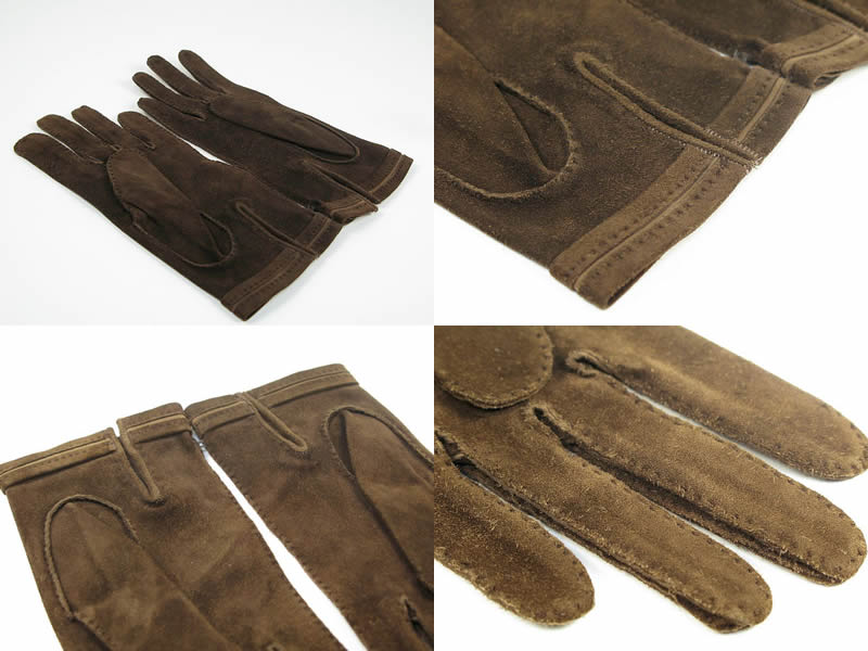 HERMES gloves suede Dark brown Women ‚U 1/2