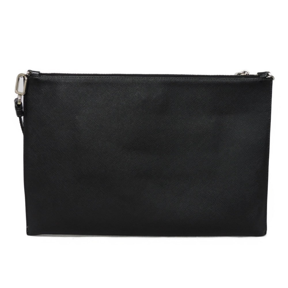 PRADA Shoulder Bag 2VH073 2BOV F0C5Z Safiano leather (stamped) black Saffiano 2WAY Triangle logo logo whale print clutch bag unisex(Unisex)