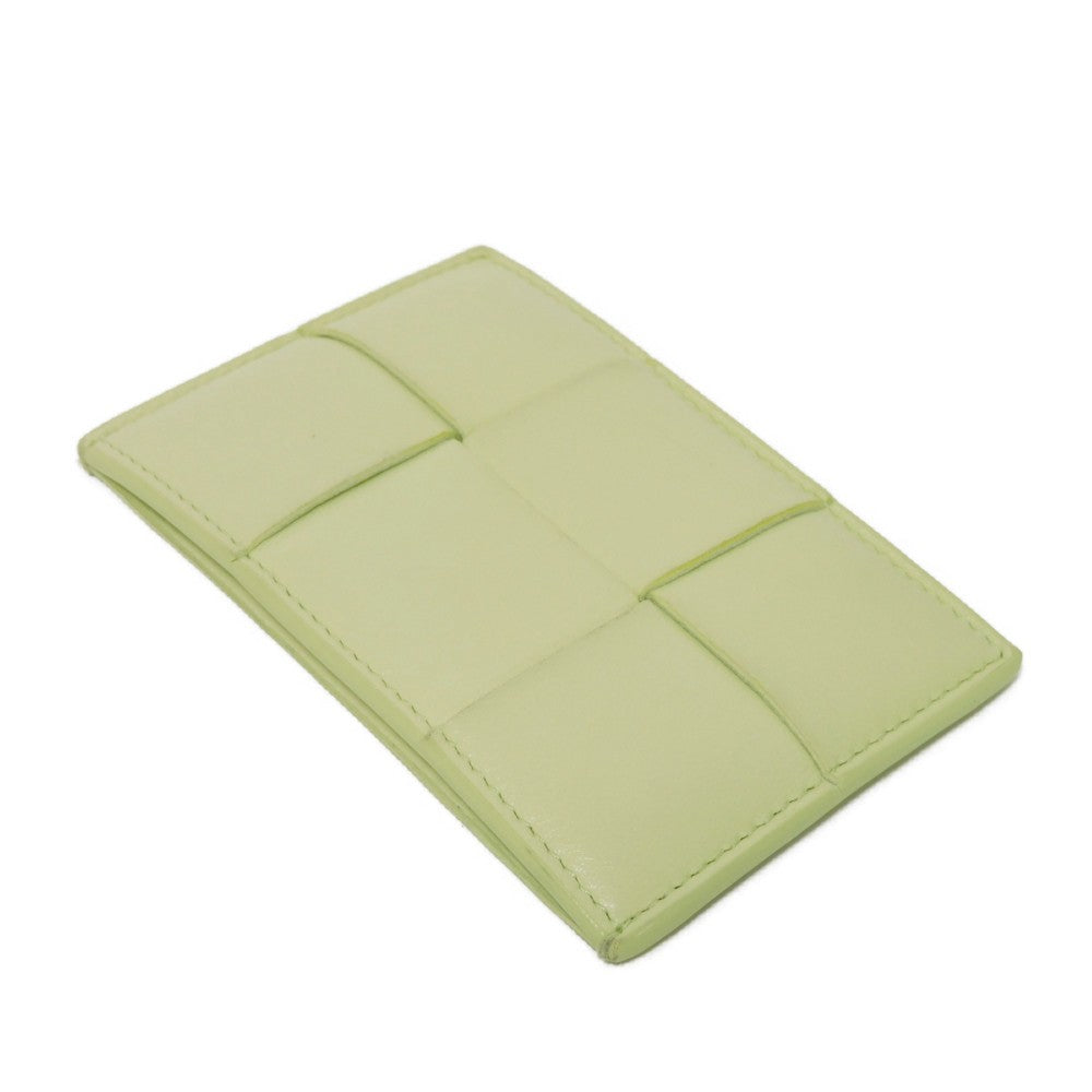 BOTTEGAVENETA Card Case 651401 VCQC4 9412 lambskin x calfskin lemon washed RFID Maxi INTRECCIATO Cassette Credit Card Holder unisex(Unisex)