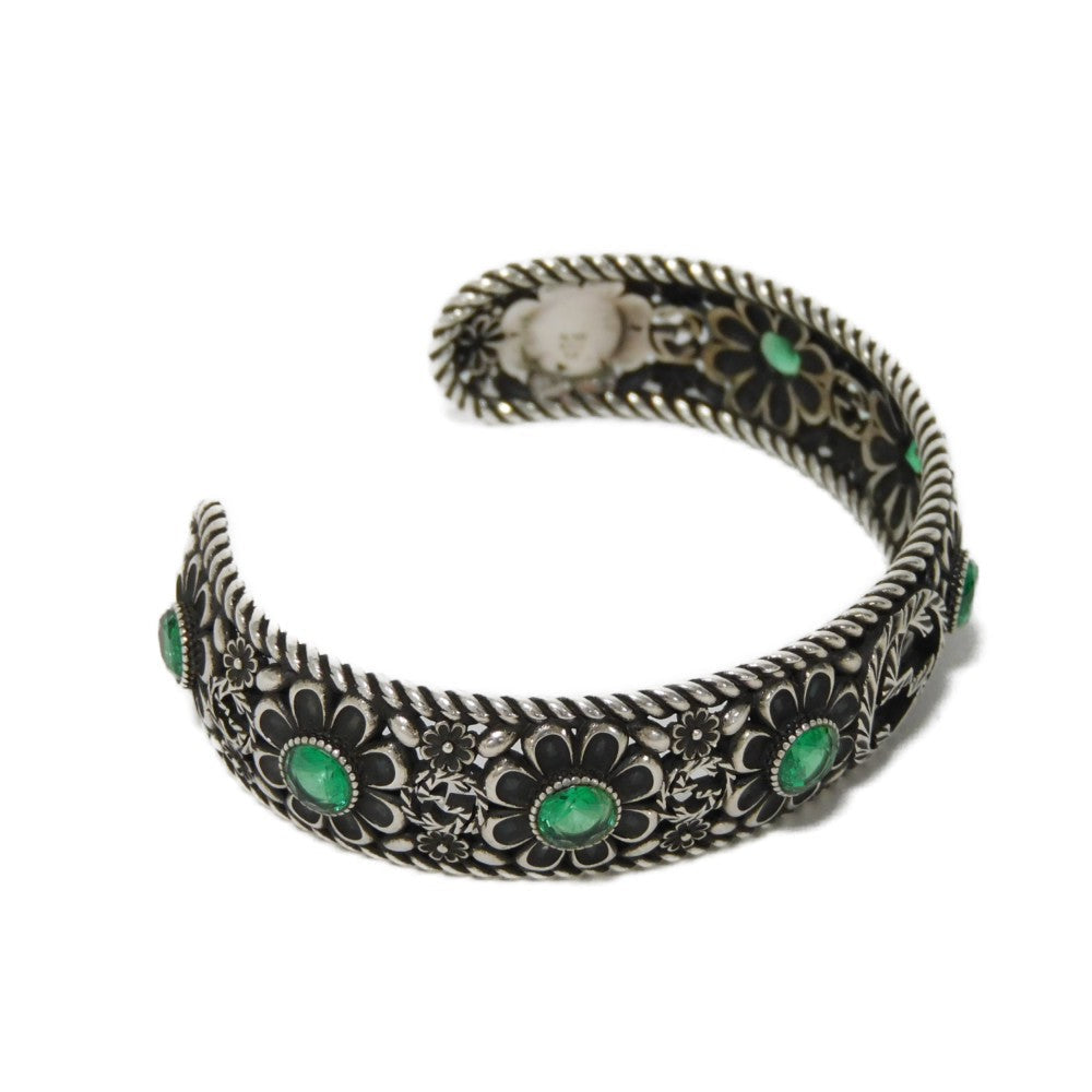 GUCCI bracelet 607107 J7457 8137 Ag925 multicolor 16 Double G Arabesque Smoked Interlocking G Flower Crystal Bangle Women