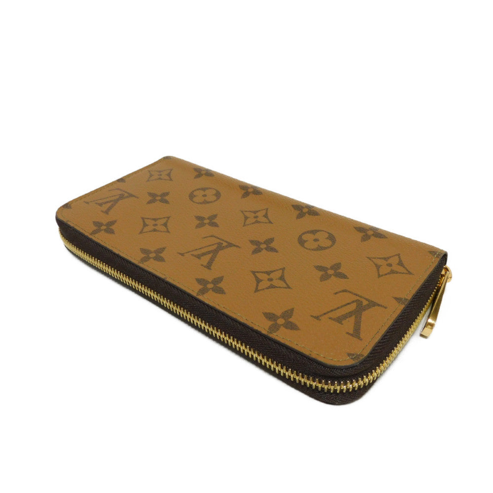 LOUIS VUITTON Long Wallet Purse M82444 Monogram Reverse Canvas x Grained Leather Brown Current LV logo New model Black Zip Around RFID Monogram reverse Zippy wallet unisex(Unisex)