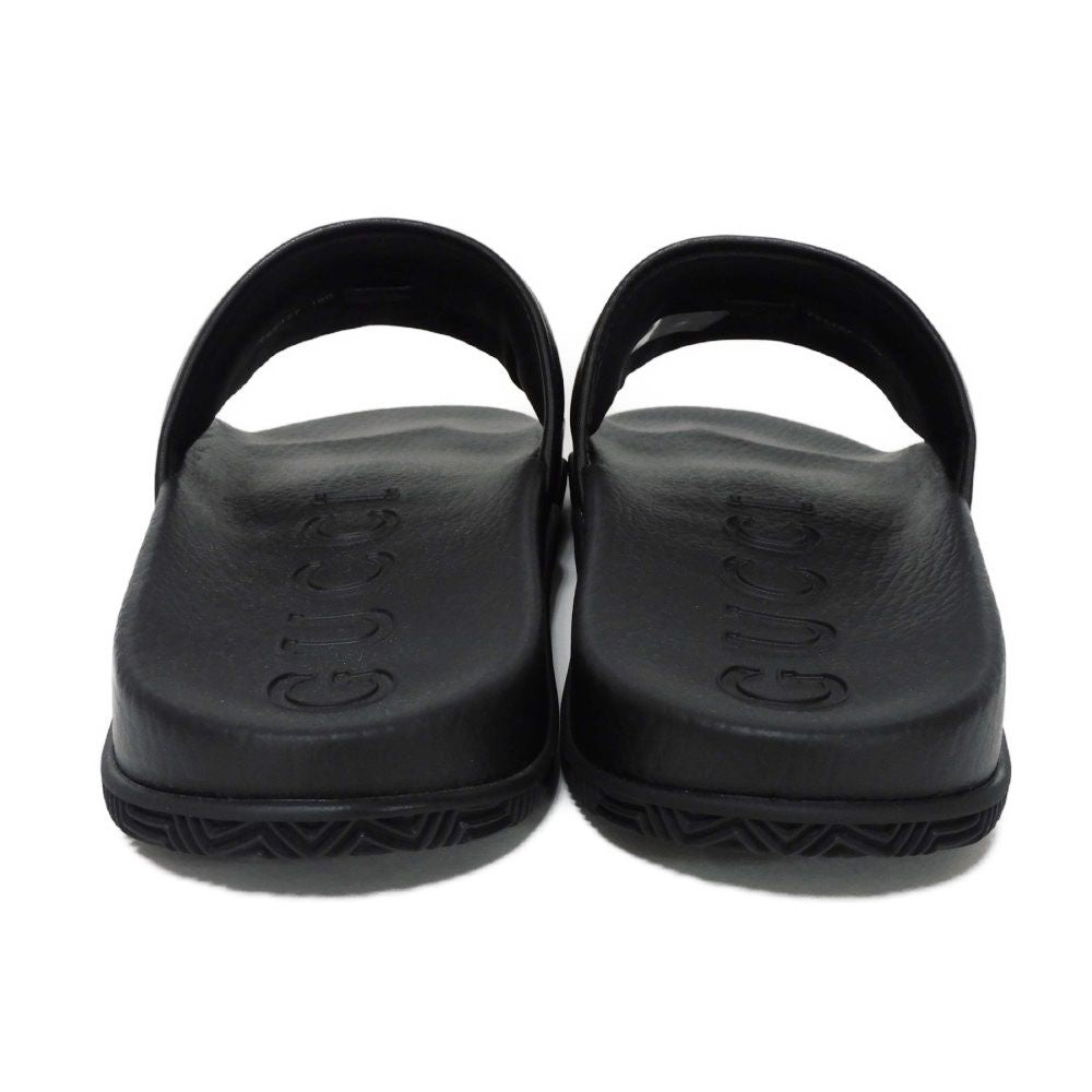 GUCCI Sandals 722427 0R030 1000 Calfskinx rubber black Double G logo embossed orange unused Interlocking G GOOD GAME Slide mens 9