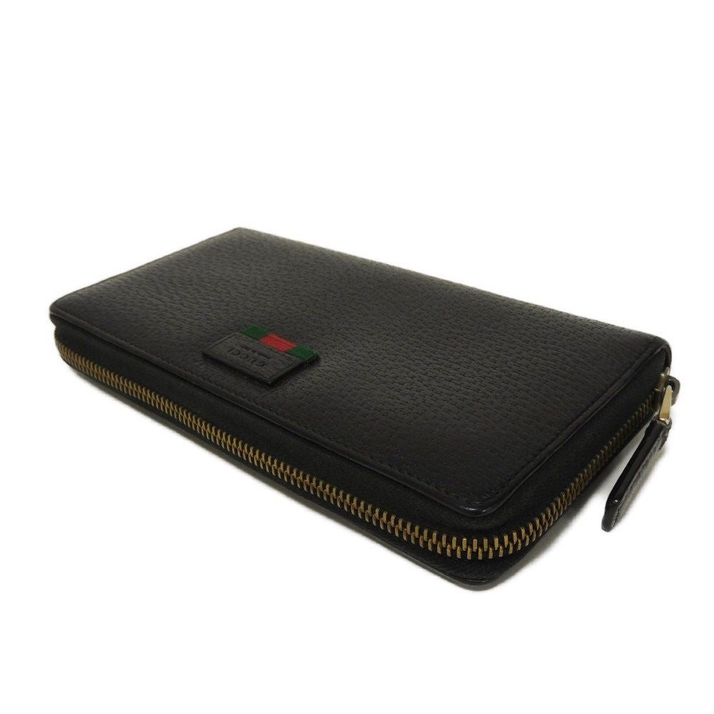 GUCCI Long Wallet Purse 435298 DJ21T 1060 Calf leather (embossed) black Web Sherry Zip Around Logo embossing Agora Zip Around Wallet mens