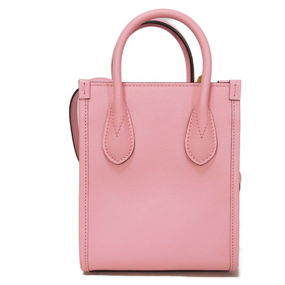 GUCCI Shoulder Bag 671623 U22AG 5964 Textured leather Light pink Banana Bolt Inazuma Pastel 2WAY Crossbody logo Bananya Mini Tote unisex(Unisex)
