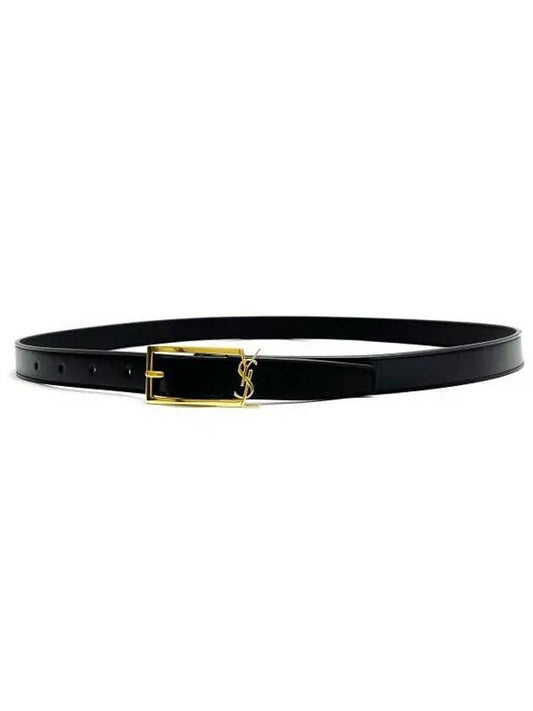 Luxury Saint Laurent Trending 2025 Logo Leather Belt Black