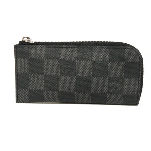 LOUIS VUITTON Coin case N61235 Damier Graphite Canvas Noir logo black checkered key ring unused Damier Graphite Pochette cree mens