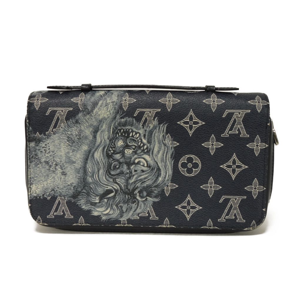 LOUIS VUITTON Long Wallet Purse M66624 Monogram savannah canvas (animal print) x cowhide leather Uncle Monogram savanna Zippy XL