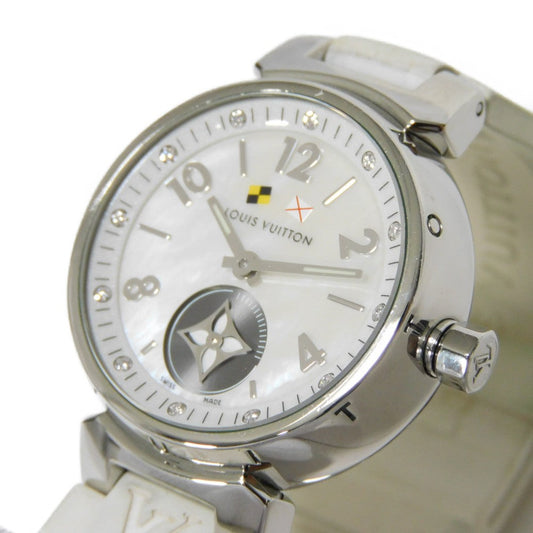 LOUIS VUITTON Watches Quartz Q12M0 Stainless Steel , Leather white 12P diamond Tambour Lovely Cup White shell dial Women
