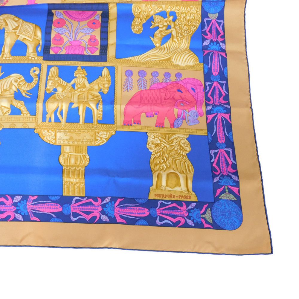 HERMES scarf silk blue tower gate Carre 90