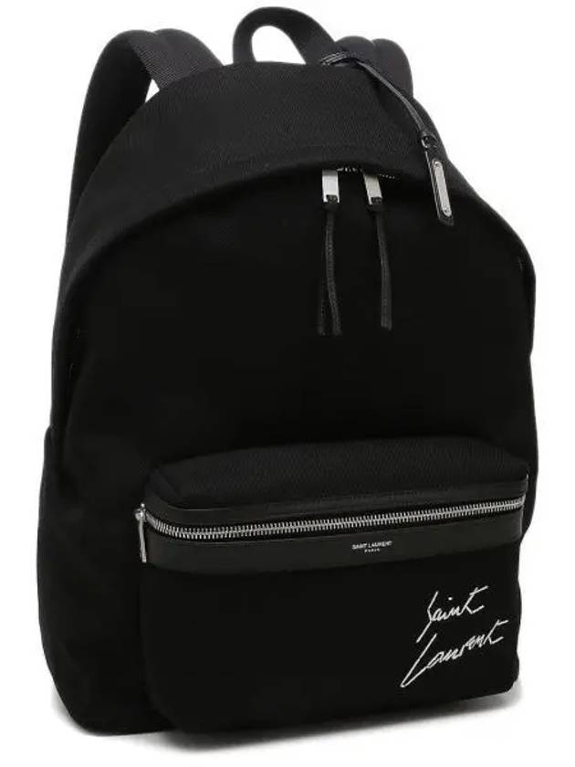 Luxury Saint Laurent Trending 2025 Embroidered City Canvas Backpack Black