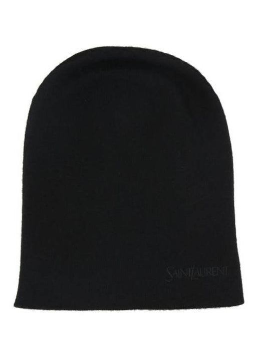 Luxury Saint Laurent Trending 2025 Logo Embroidered Cashmere Beanie Black