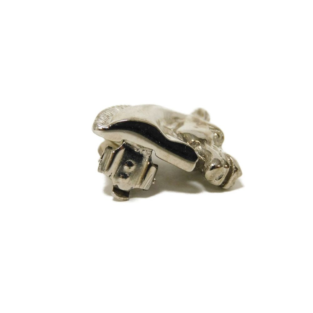 HERMES Earring metal Silver hose Cheval Clip