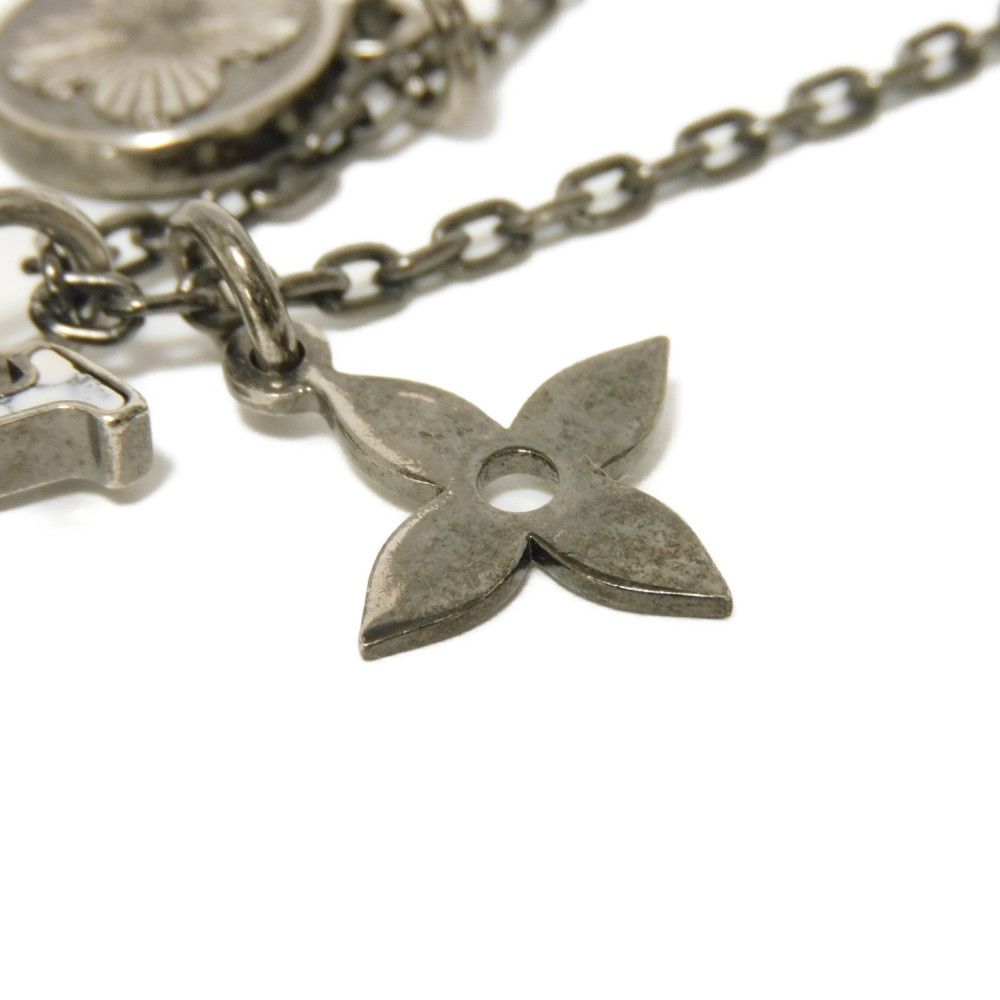 LOUIS VUITTON Necklace M00317 Stone white Monogram Flower Pendant LV Initial