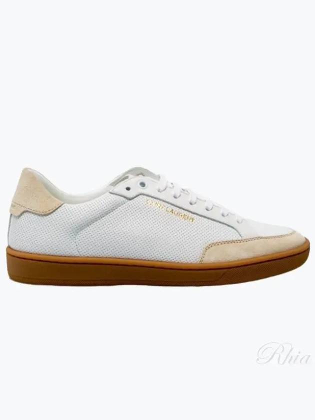 Luxury Saint Laurent Trending 2025 Court Classic Perforated Beige Tab Low Top Sneakers White