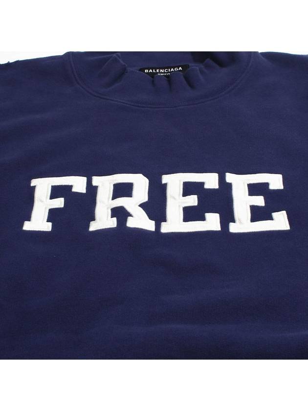 Luxury Balenciaga Trending 2025 WoMen's Free Embroidery Distressed Sweatshirt Navy