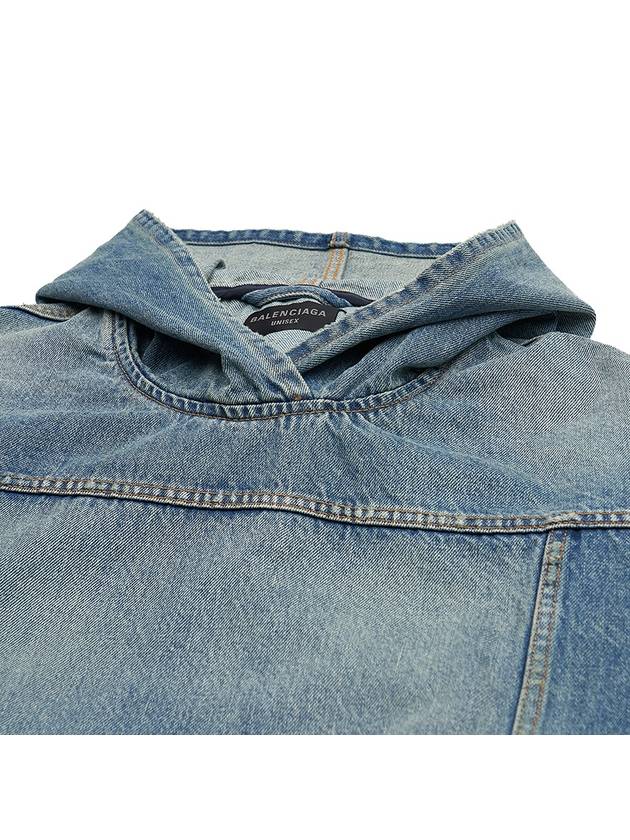 Luxury Balenciaga Trending 2025 Washed Effect Denim Hoodie Blue