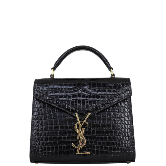 Saint Laurent Cassandra Top Handle Mini Croc-Embossed
