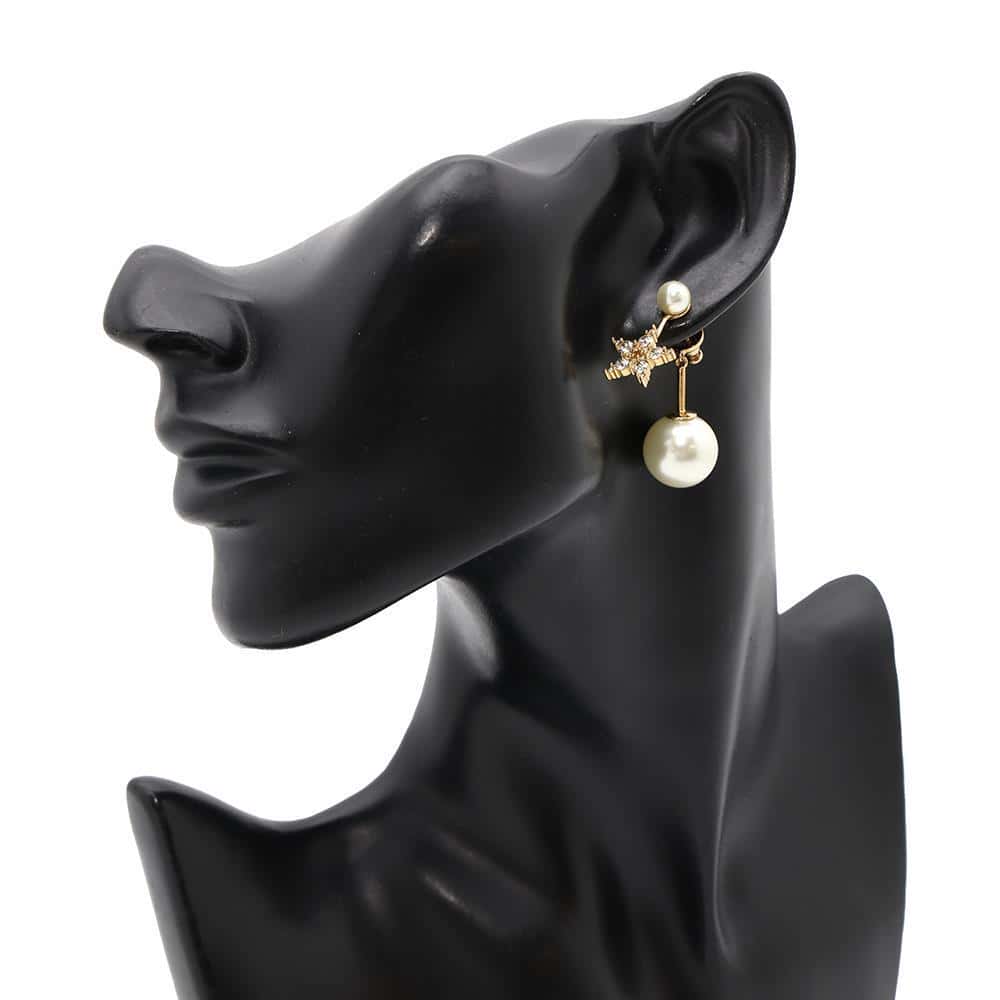 Dior Tribal earrings single Gold Metal Faux Pearl Rhinestone
