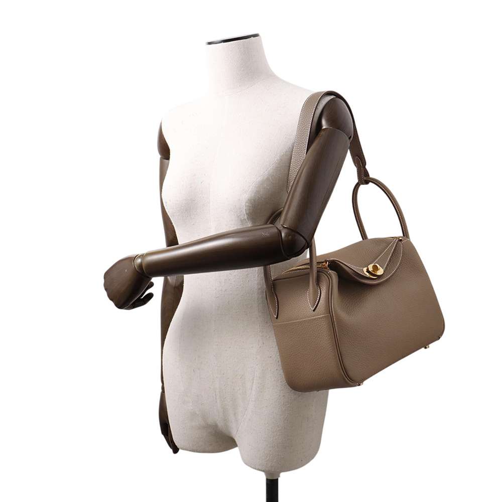 HERMES Lindy Etoupe Taurillon Clemence Size 26